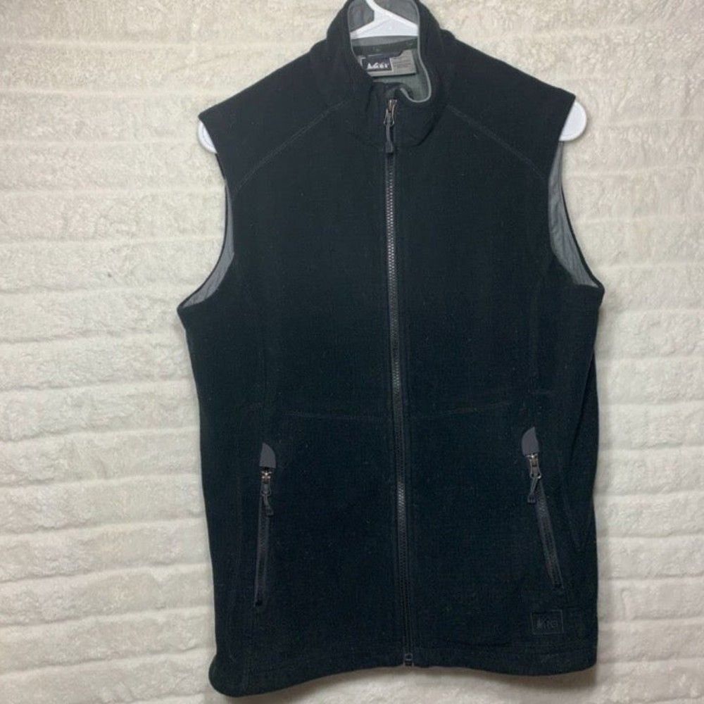 REI Black Zip Up Fleece Vest Large